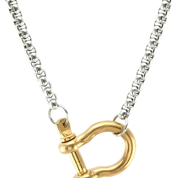 14k Yellow Gold Lucky Horseshoe Necklace For Women - 925 Sterling Silver - Picture 2 of 6